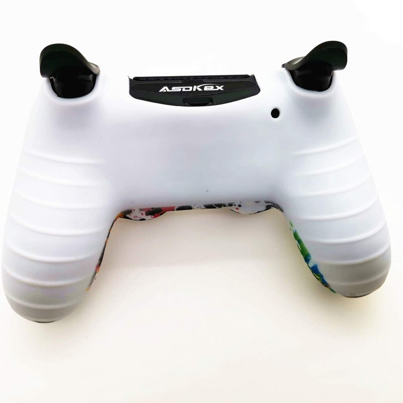 Asokex Silicone Skin Cover for Ps4 Controller (1pc Anti-Slip Case, 1 Pair L2 R2 Trigger Extender, 4pcs Thumb Grips,4pcs LED Light Bar Decal) Protector for DualShock PS4/ Slim/Pro Controller (Graffiti) - Image 3